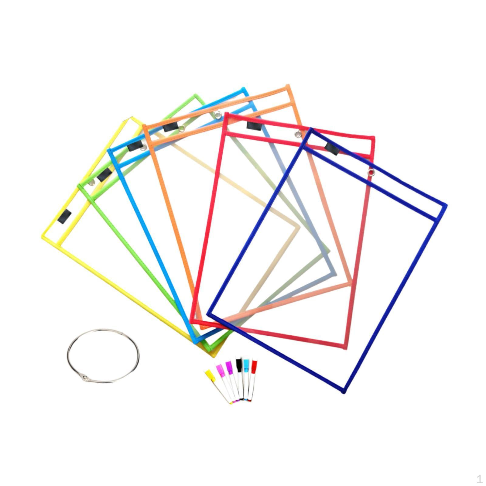 

6 шт. Карманы для сухого стирания Карманы Защитные листы для бумаги Держатели для билетов