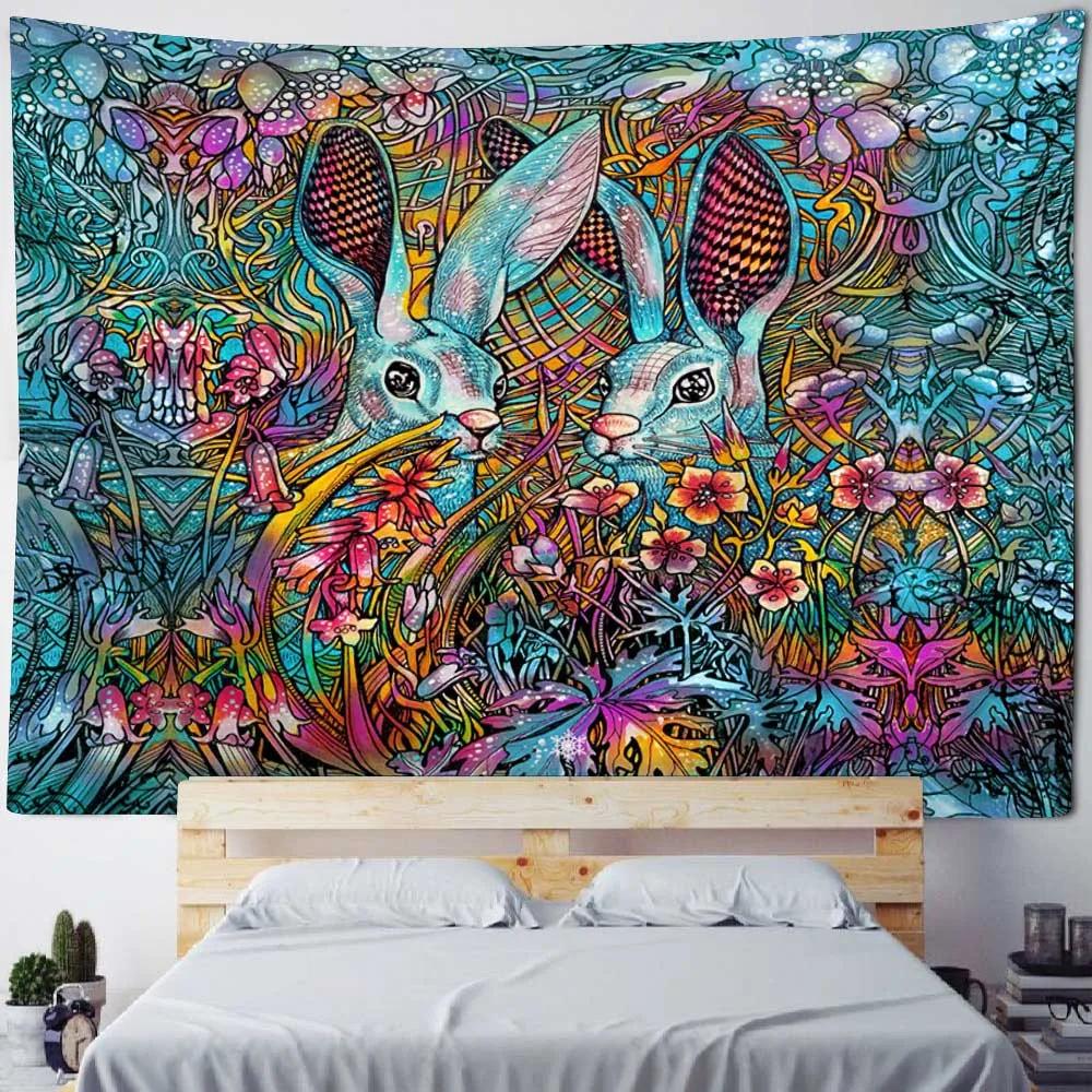 Black Panther Tapestry psychedelic Animal Wall Hanging Bohemian Mysterious Hippie Background Poster Fabric Hanging Painting