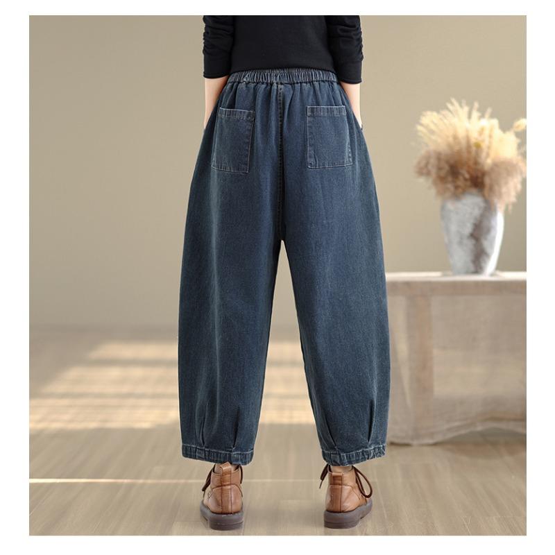 DIMANAF 2025 Autumn Winter Plus Size Women Jeans Cotton Denim Long Pants Vintage Bottoms