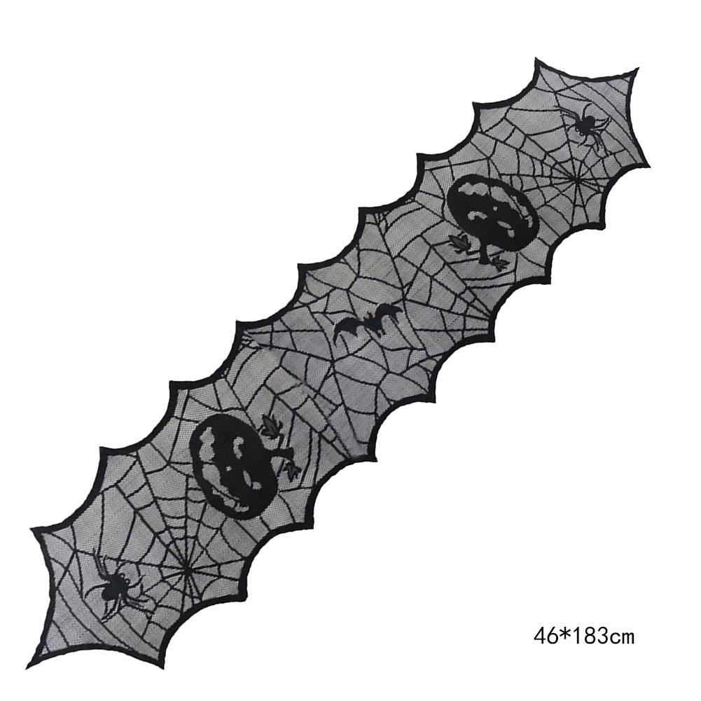Black Lace Halloween Spiderweb Table Runner - European & American Style