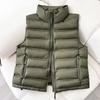 Winter Women Warm Padded Short Down Cotton Vest Stand Collar Loose Outwear Sleeveless Puffer Waistcoat for Casual