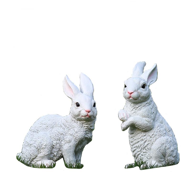 Kreatives Harz hübscher Hase Gartendekoration Terrasse Außen Handwerksskulptur Tiernachbildung Dekorationsornamente Miniatur