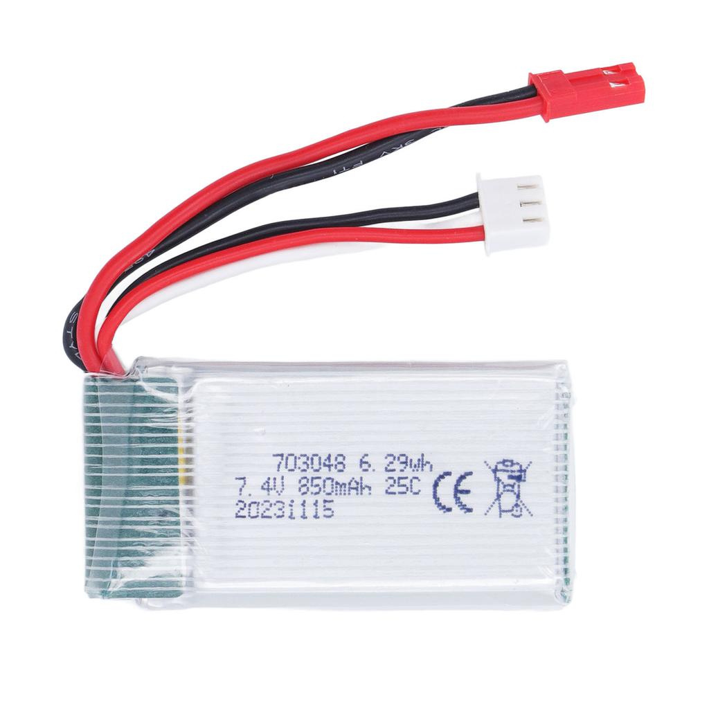 7.4V 850mAh Lithium Battery with JST Red Plug Replacement 703048 Lithium Battery for WLtoys V912