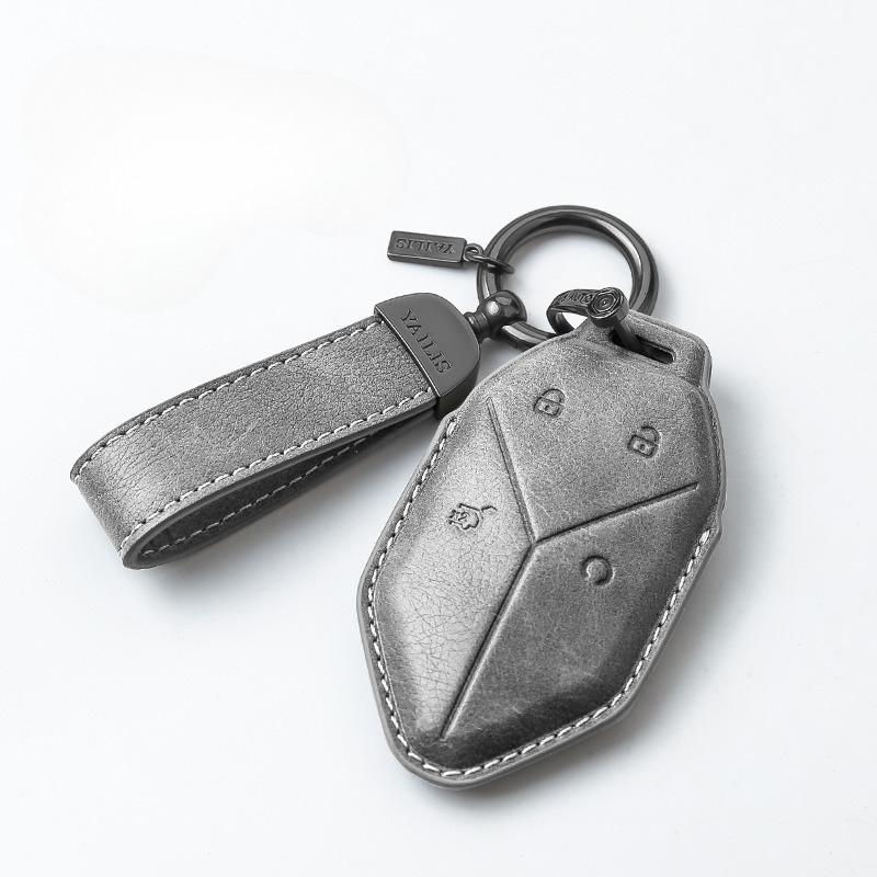 Leather Car Key Case Cover Shell For BYD Equations Leopard 5 Leopard 8 Leopard 3 Key Case Shell Keyring Keychain Accessories