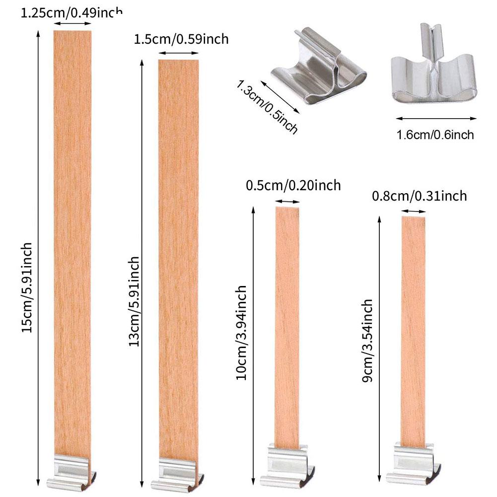 Wooden Candles Wick for DIY Craft Paraffin Candle Jar Making Kit Beeswax Burning Smokeless Wick Candle Core Making Supplies