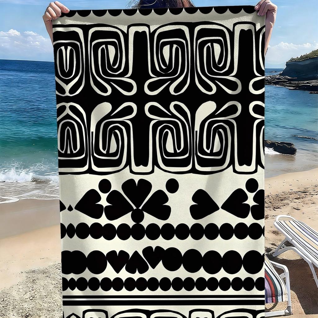 Retro ethnic geometric patterns polyester microfiber beach towel is highly absorbent, suitable for swimming and beach outings