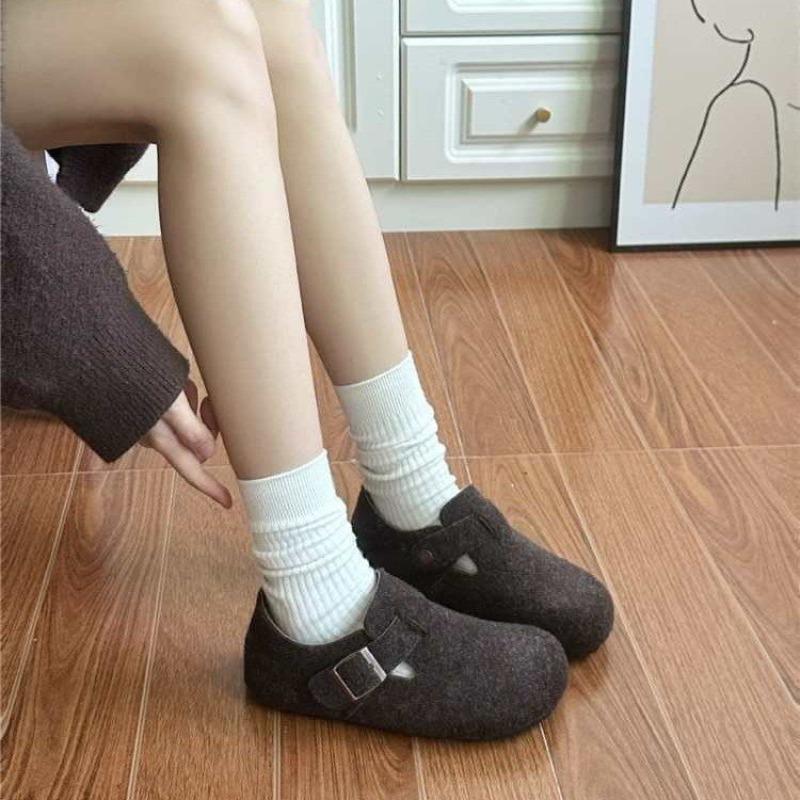 New Retro Flat Cotton Shoes with Fleece for Women in Autumn and Winter