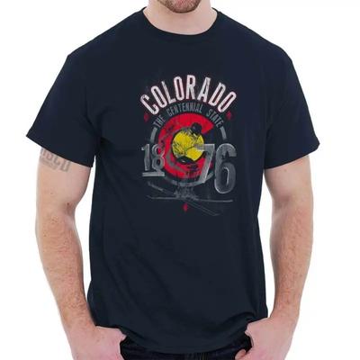 Vintage Colorado Centennial State Skiing Womens Or Mens Crewneck T Shirt