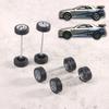 1Set 1:64 Car Wheels For Hotwheels Rubber Tire With Wheel Axle Model Modified