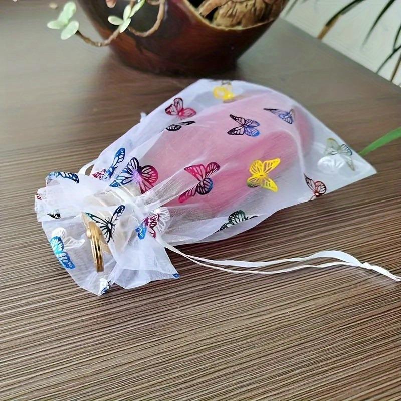 50 Stück Elegante Schmetterlings-Netz-Kordelzugbeutel - Perfekt für Schmuck, Süßigkeiten und Geschenkverpackungen - Doppeltes Verschlussdesign für sichere Aufbewahrung
