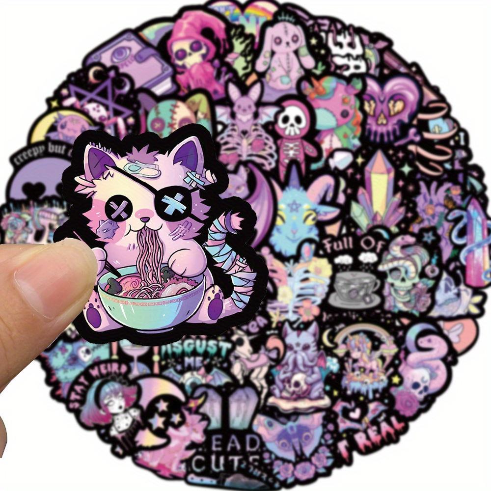 56Pcs Dark Gothic & Cartoon Aesthetic Stickers, Pvc, Reusable, Diy Water Bottles, Laptops, Luggage - Waterproof Decals 14+, Gift