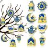 8Pcs/Set New Castle Moon Stars Ramadan Ornaments Mubarak Ramadan Kareem Ramadan Hanging Spirals Eid Swirls Banner Home Decor