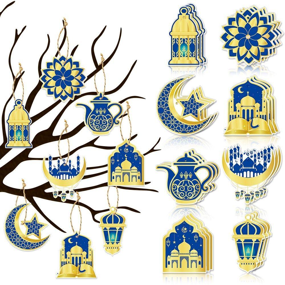 8Pcs/Set New Castle Moon Stars Ramadan Ornaments Mubarak Ramadan Kareem Ramadan Hanging Spirals Eid Swirls Banner Home Decor