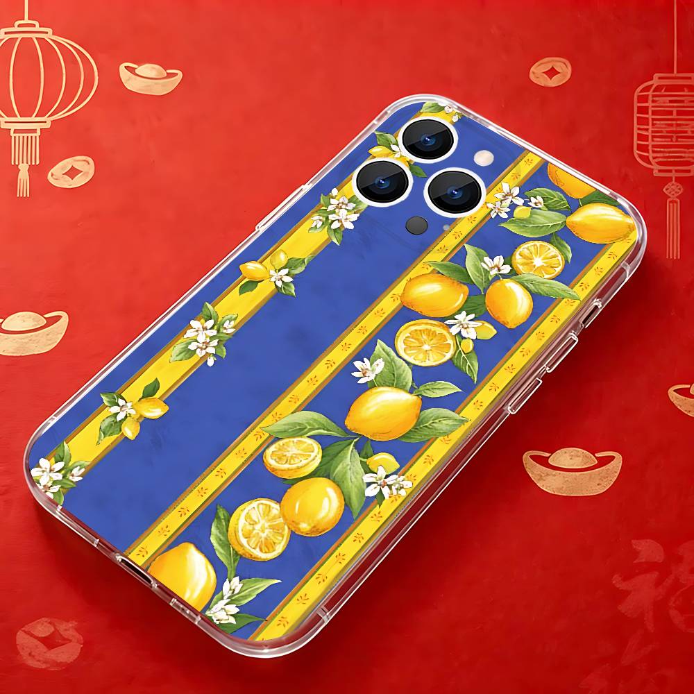 

Mediterranean Lemon Fruit art Transparent soft case for iPhone 17,16,15,14,13,12,11,Pro,Max,Plus, X,XS,XR,SE4,E Mini iPhone11PRO