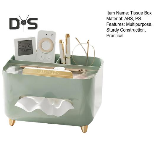 Multifunctional Tissue Box Cover Holder with Storage Compartments Large Capacity Rectangular Napkin Tissue Organizer
