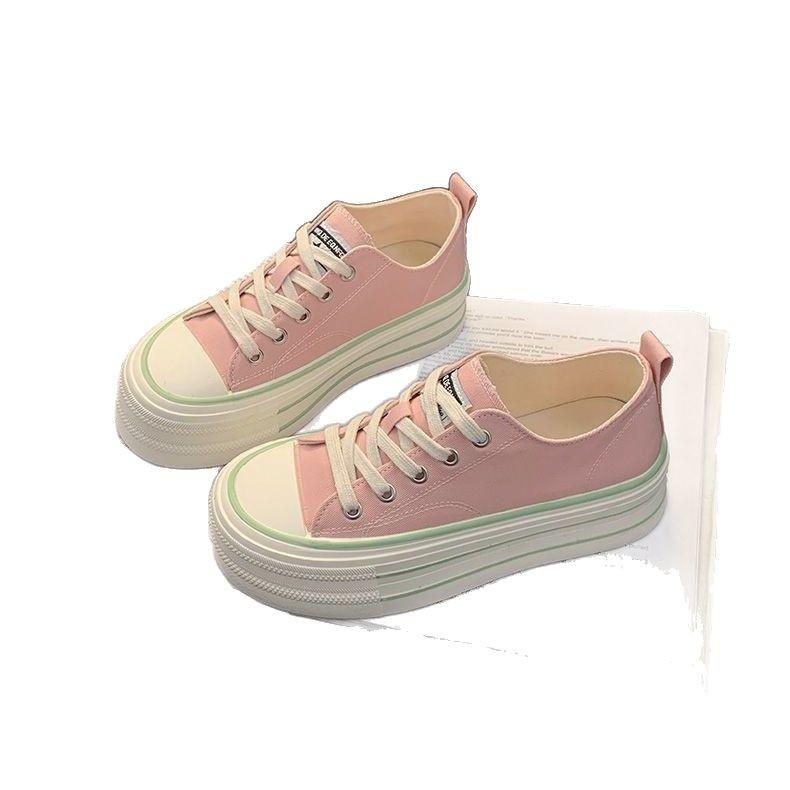 Platform canvas shoes women's spring new small casual sports board shoes versatile muffin white shoes