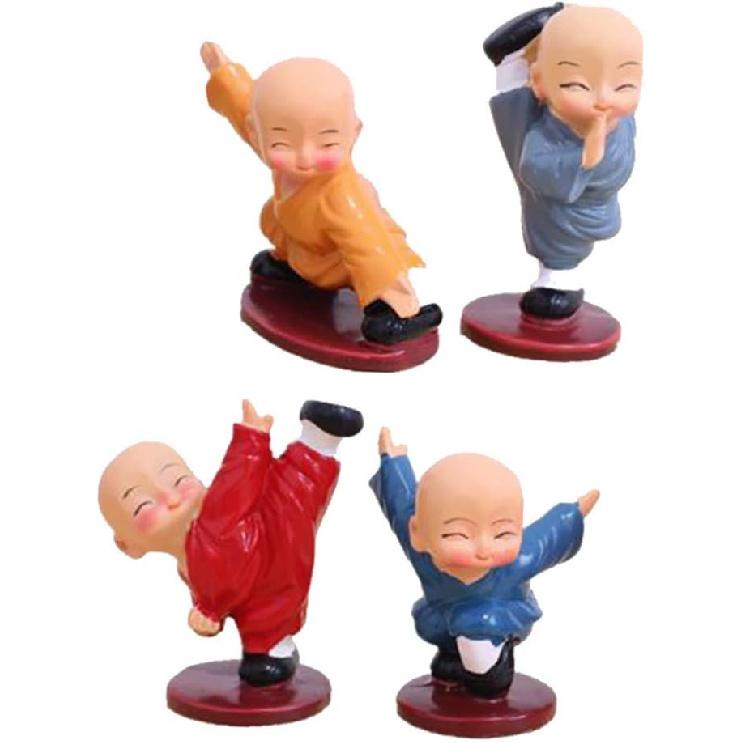 

Taotenish 4 штуки Фигурка маленьких монахов Фигурка монаха Кунг-фу Статуя Будды Шаолиня для украшения гостиной или спальни