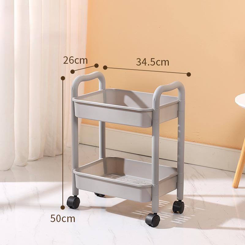 Chariot utilitaire roulant en plastique à 3 niveaux Chariot de rangement multifonctionnel pour chambre à coucher cuisine Organisateur de rangement mobile avec roues