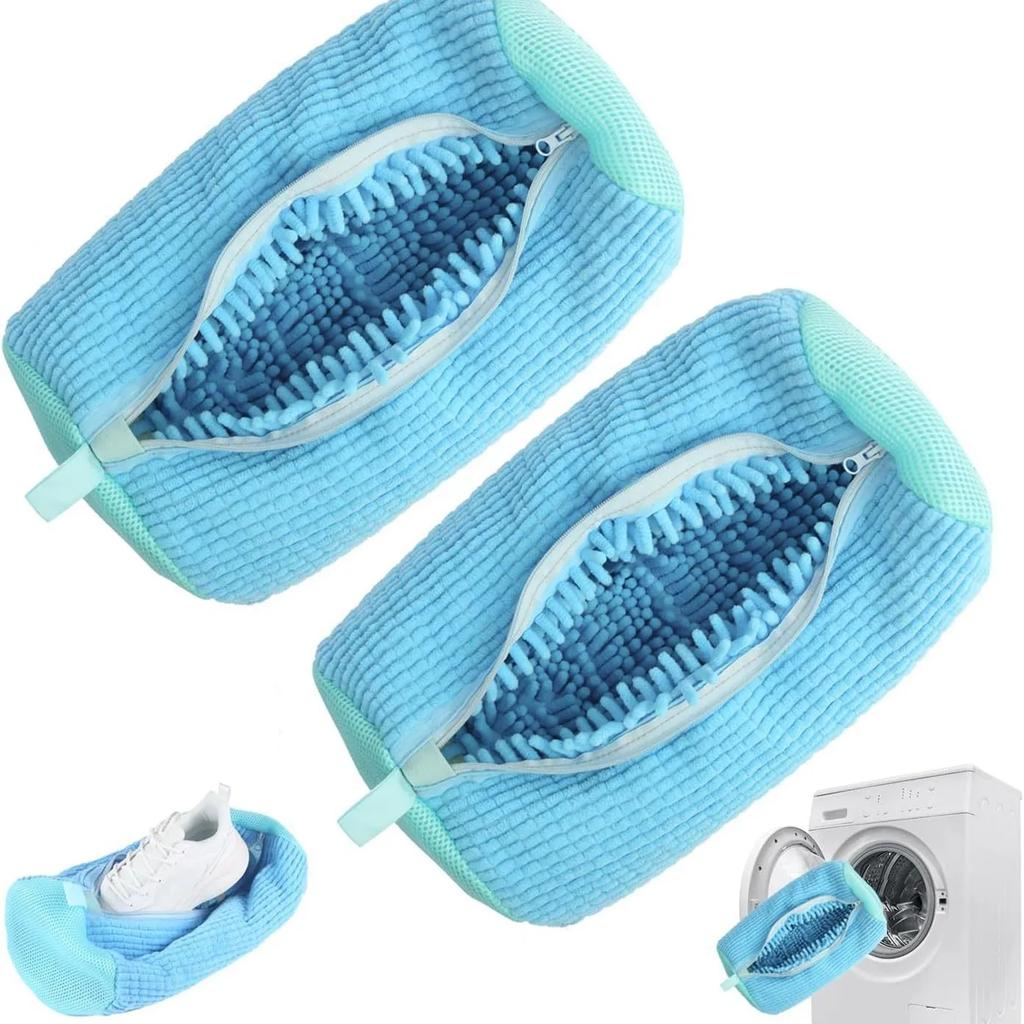 1pc Shoe Washing Machine Bag Laundry Dryer Safe Reusable Dustproof Cleaning Bag for Sports Tennis Shoes Stain Free White
