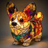Colored Resin Animal LED Light Dog Series Art Night Light 3D Stained Resin French Handmade Table Lamp Pet Bedroom Ornaments
