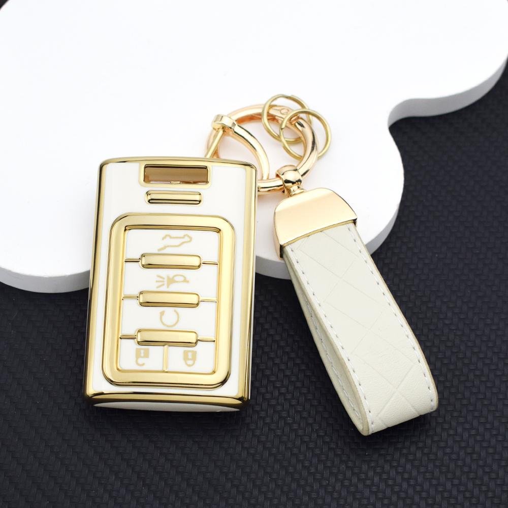 Car Key Case Cover For Cadillac Cts Ats 28T Ctsv Xts Dts Sls Srx Escalade Chevrolet C7 Corvette Tpu Anti-Scratch Bag Key Chain