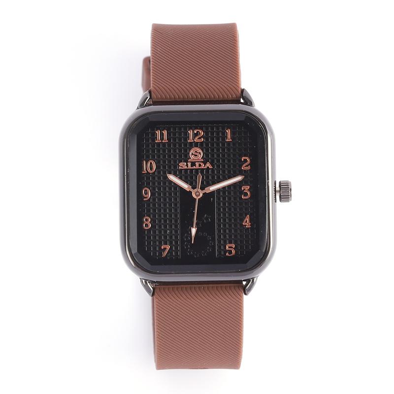 Rectangle Business Casual Men'S Watch Student Fashion Trend Silicone Strap Quartz Watch Men