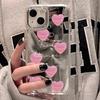 Pink Heart Pattern Mirror Phone Case For IPhone 17 16 Plus 15 14 11 12 13 Pro Max 17E 16E Shockproof Soft Protective Back Cover