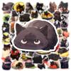 50 100Pcs Cute Black Cat Stickers Laptop Phone Case Notebook Scrapbooking Car Vinyl Waterproof Cartoon Cats Decal Kids Gift Toy