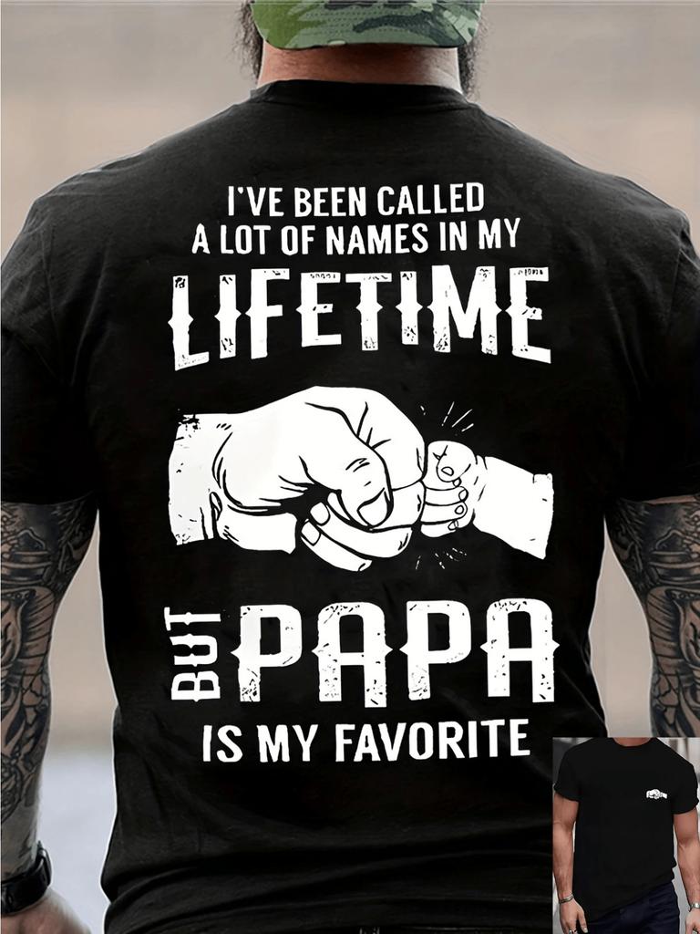 Lustiges Papa T-Shirt Harajuku-Stil elastische Passform klassisches Schwarz Ganzjahres-Freizeitkleidung mit Box-Kurzarm Unisex