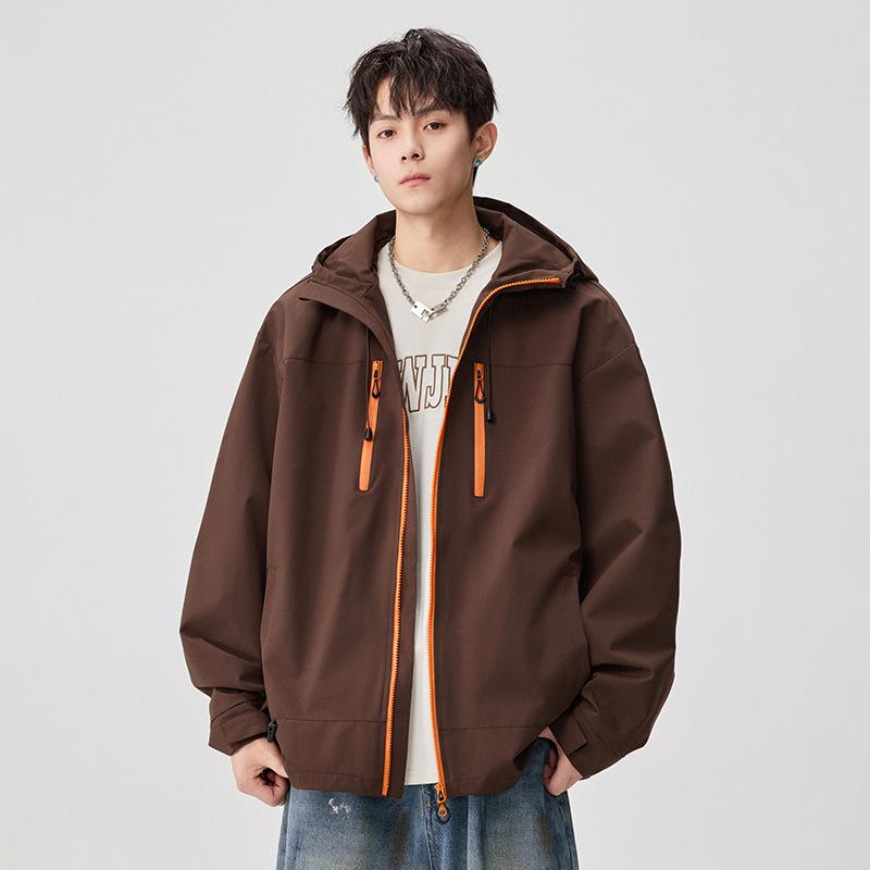 

Мужская двусторонняя носимая весенняя куртка для активного отдыха - Однотонная модная молодежная повседневная M