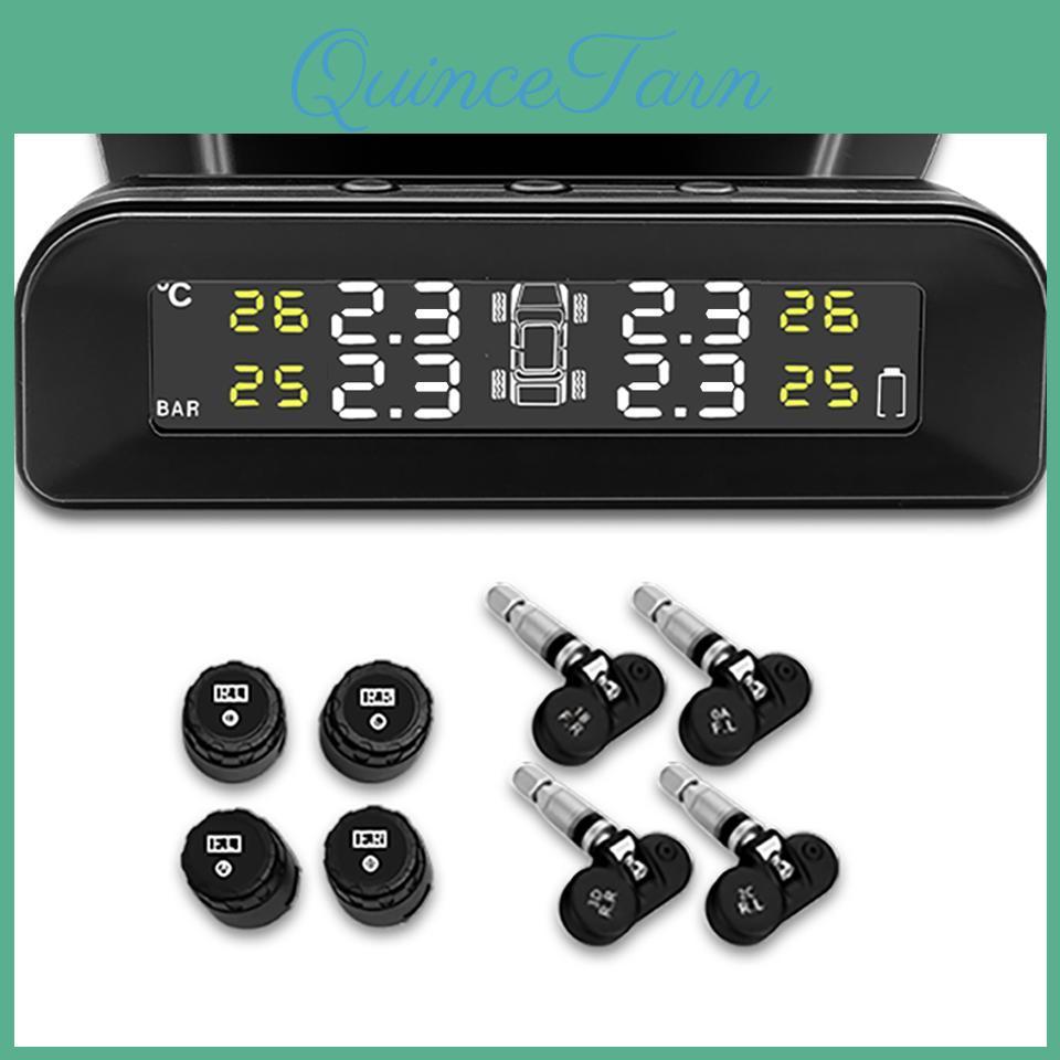 Eace Car Tpms Pressure Tire Alarm Monitor System Display Intelligent Temperature Warning With 4 Sensors Solar Power Charging