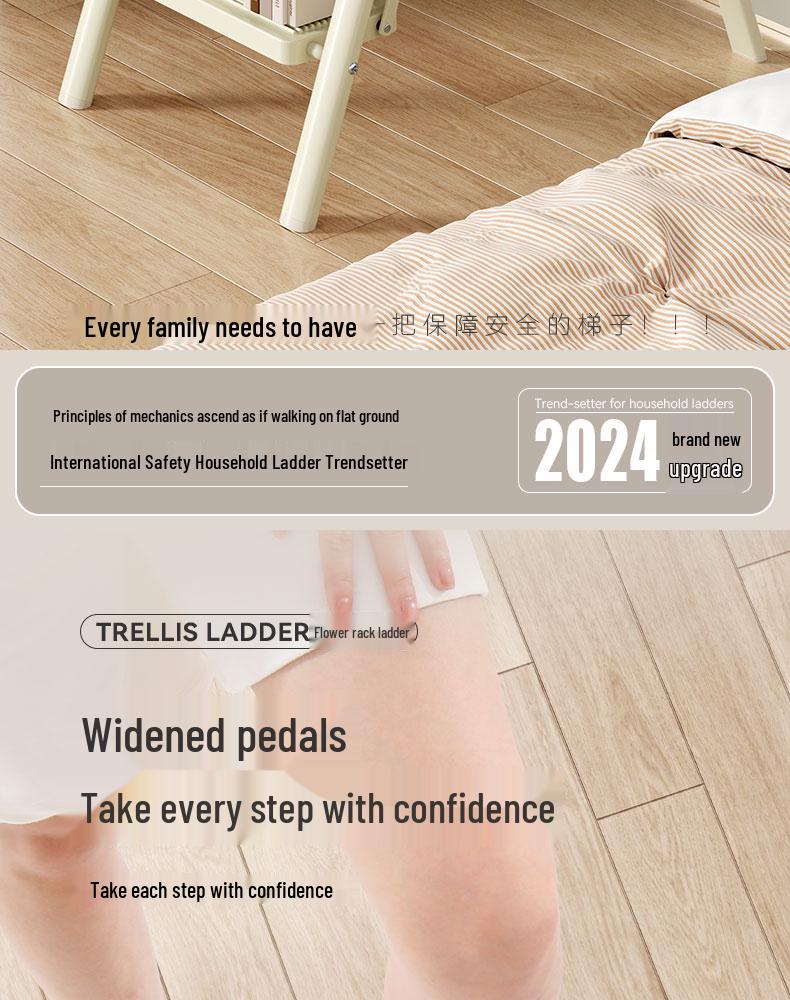 Folding Telescopic A-Frame Multi-Use Ladder - 3/4 Step Indoor Thickened Climbing Ladder