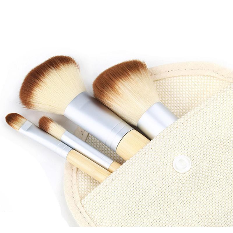 4pcs/set Make Up Brushes Set Natural Bamboo Handle Blending Makeup Brush Hot Cosmetics Tool Kit Powder Brushes For Women