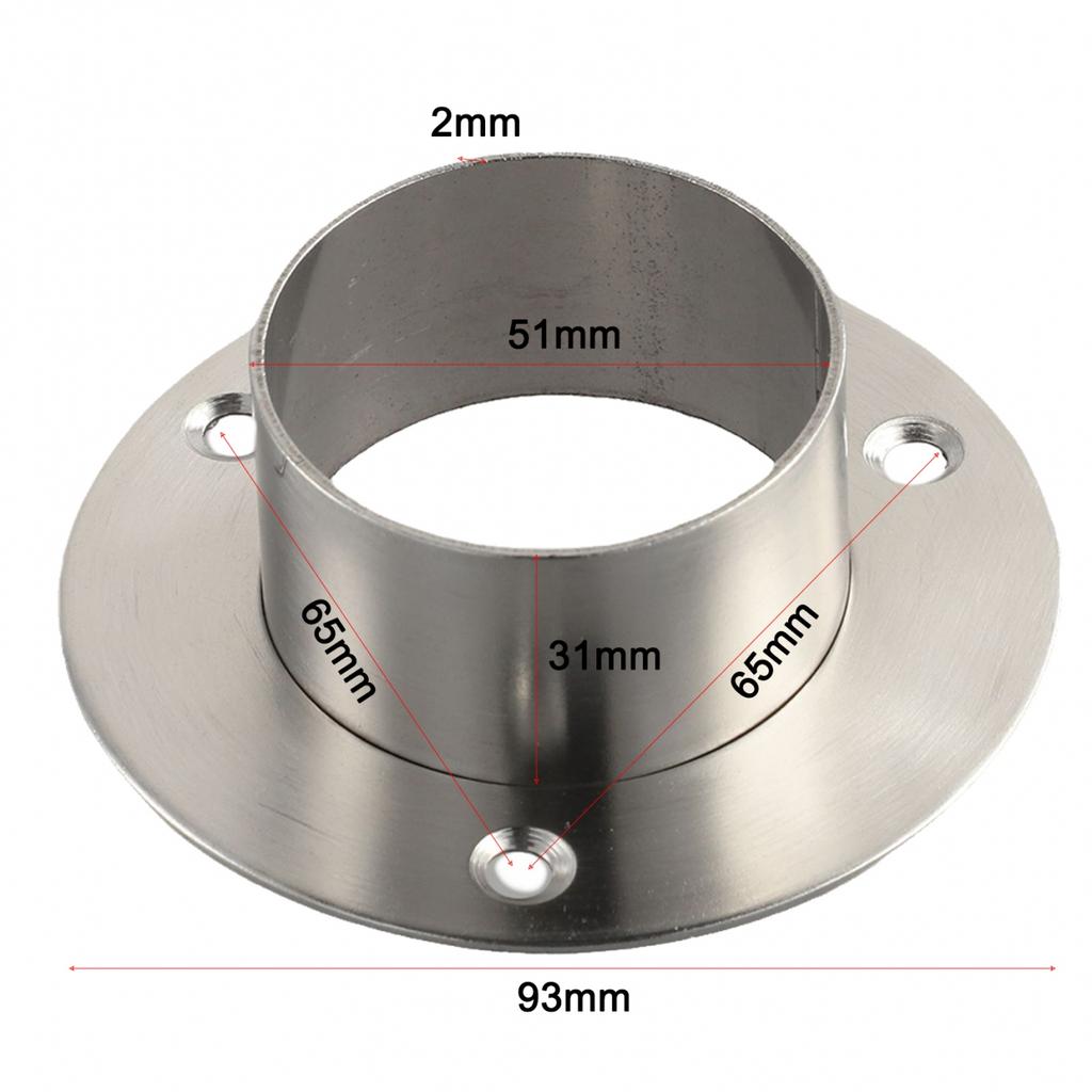 Handrail Flange Bracket Wall Rail Wardrobe Rails 38mm/51mm