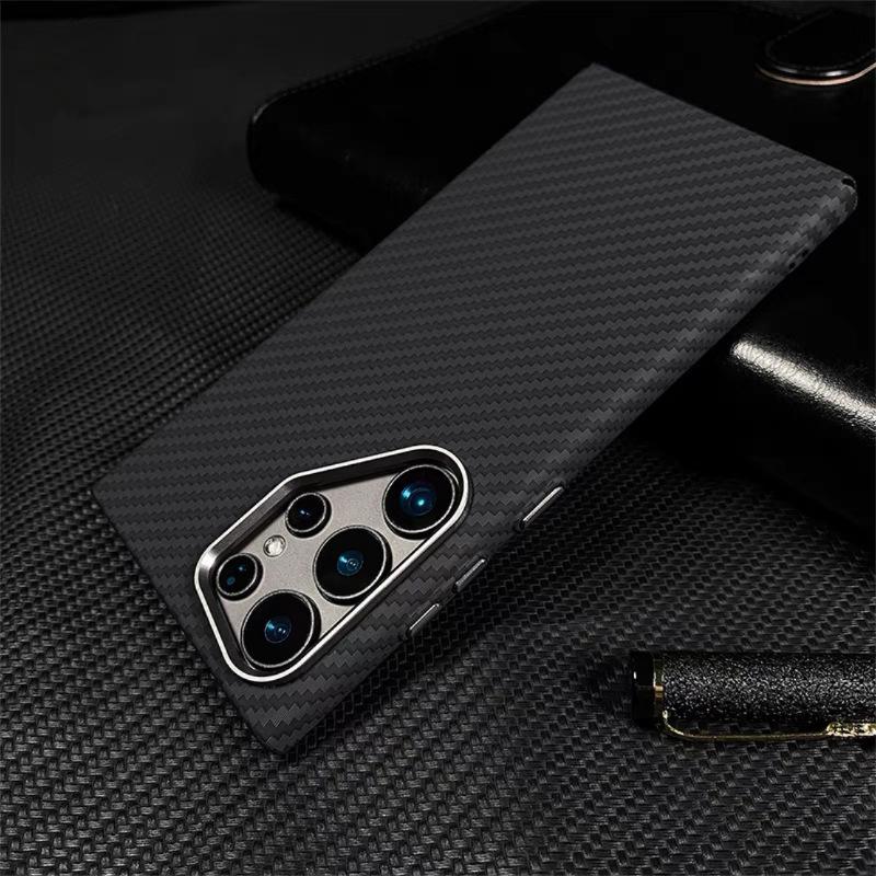 High-End Carbon Fibre Texture Magnetic Case For Samsung Galaxy S23 S24 S25 S26 Ultra Plus Anti-Scratch Shockproof PC Phone Cover