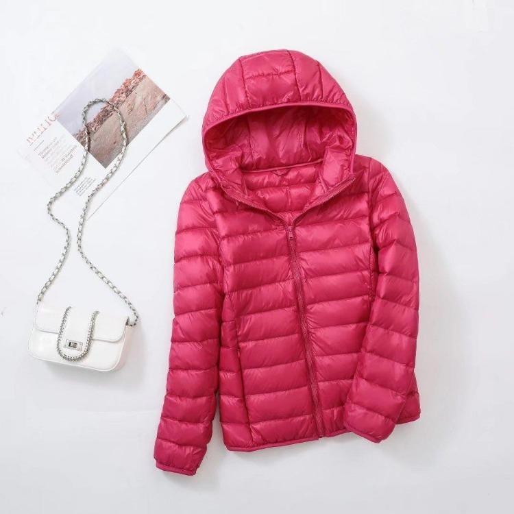 Giacca da donna invernale in piumino, slim, calda, ultraleggera, taglie forti, con cappuccio, cappotto corto, piuma d'anatra bianca, capospalla, autunno