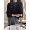 Womens Oversized Crew Neck Knit Sweater Loose Fit Casual Pullover Winter Solid Color Acrylic Blend