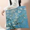 Van Gogh Series Linen Bag Oil Painting Starry Night Flower Handbag Light Weight Shoulder Bag High Capacity Eco Shopping Bags