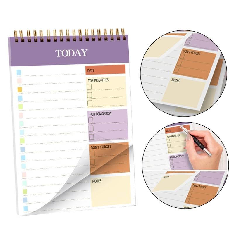 Twin Wire Binding Planner Notebook 104 Pages 5.5x8.66Inch Portable Journal Daily Planner Writing Notepads For Planning