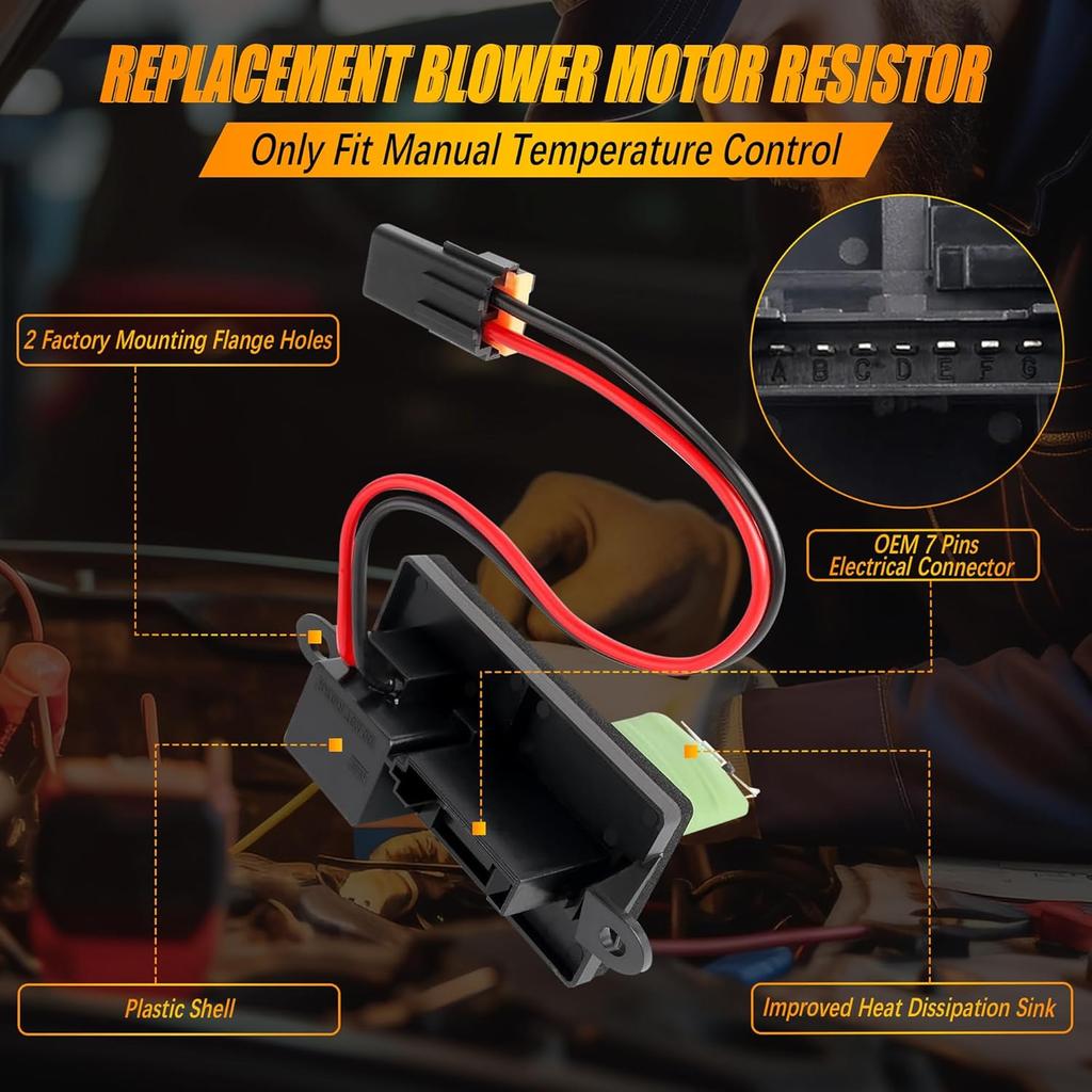 89019089 HVAC Blower Motor Fan Resistor Compatible With 1999-2006 Chevy Silverado GMC Sierra 1500 2500 3500, 2000-2002 GMC Yukon (2 Holes Mounting