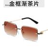 Vintage Square Rimless Sunglasses Women  Luxury  Designer Popular Small Rectangle Gradient Sun Glasses Fashion Shades