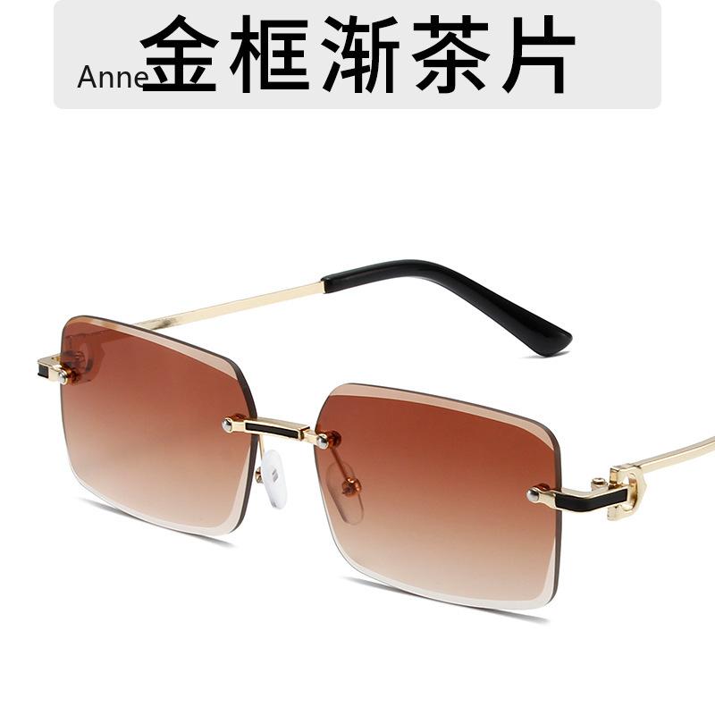 Vintage Square Rimless Sunglasses Women Luxury Designer Popular Small Rectangle Gradient Sun Glasses Fashion Shades