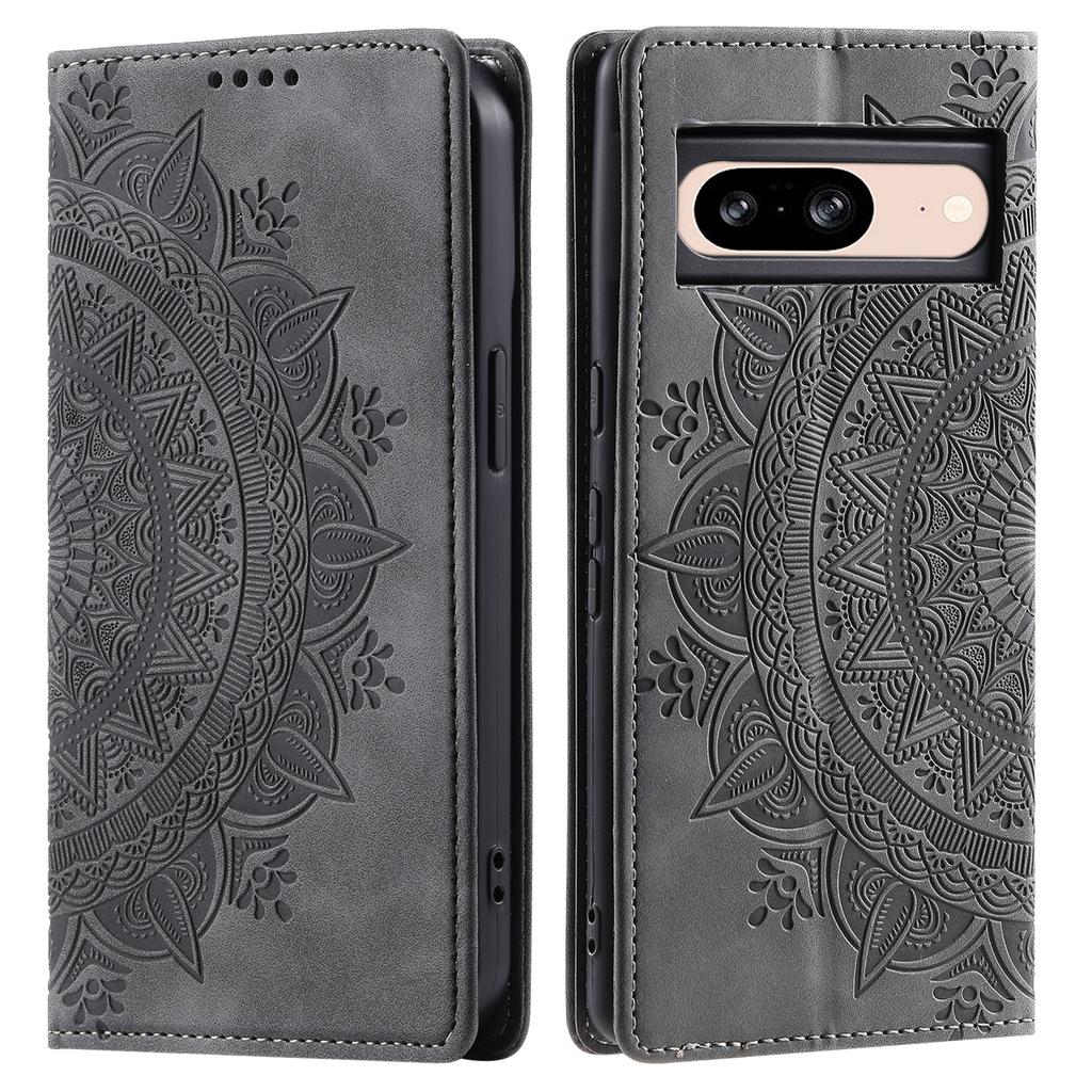 For Google Pixel 9/Pixel 9 Pro Magnetic Phone Case Leather Imprinted Mandala Flower Pattern Cover