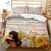 Postcard Letter Cover Handwriting Three-piece 3D Digital Printing Quilt Cover Bedding Kit