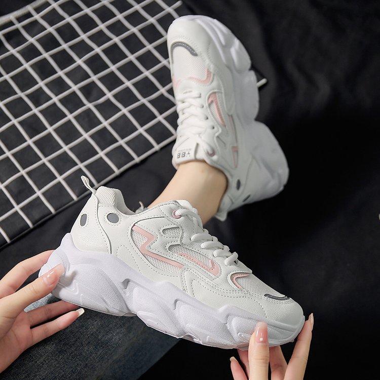 

Женская обувь Daddy, тренд зимы 2024 года, новые повседневные ретро-туфли, маленькие белые туфли, сетчатые дышащие кроссовки с толстой подошвой, увеличивающие рост 40 розовый