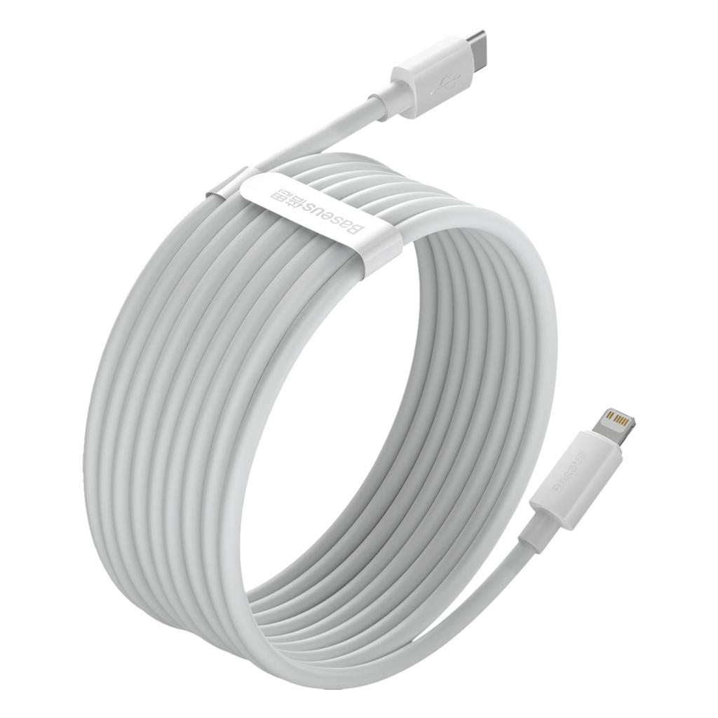 Baseus Simple Wisdom Lightning/USB-C Dual Pack 20W Fast Charging Cable 1.5m - White