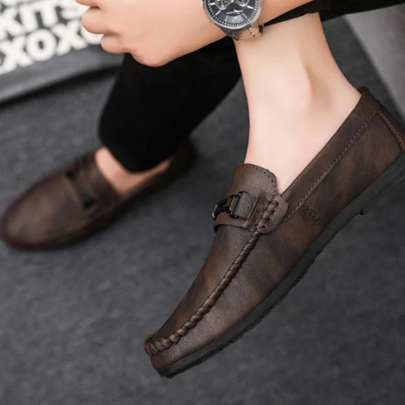 Fashion Thick Sole Male Casual Shoes Platform Office Loafers Men's Leather Shoes Adults Elegant Cheap Clearance Korean Style Zapatillas