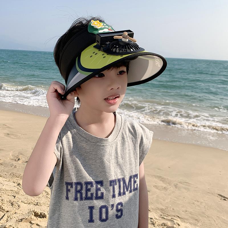 

Летняя детская прохладная шляпа от солнца с открытым верхом, шляпа с электровеером, детская шляпа для защиты от солнца, шляпа от солнца для мальчика