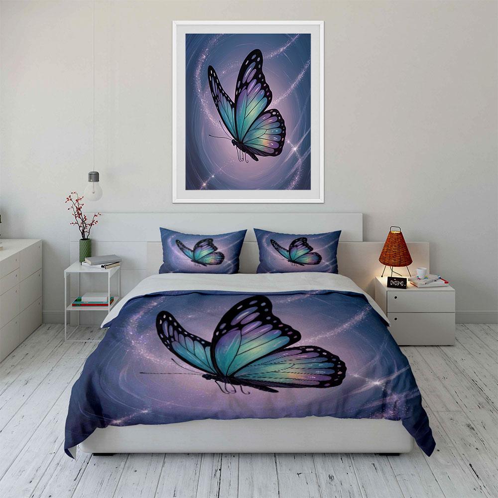 Butterfly Canvas Art Decor Set Soft Comfortable Duvet Cover Bedding Set Included 1*Duvet Cover & 2*Pillowcases, Gift
