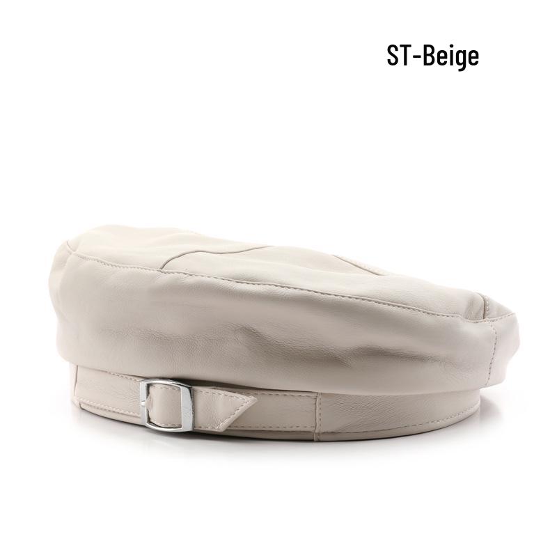 

Корейский стиль Ретро Женский кожаный берет - Модная осенне-зимняя восьмиугольная шляпа для путешествий на открытом воздухе и защиты от солнца бежевый